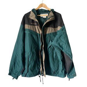 Columbia Teal Green Winter Windbreaker Zip Hooded Jacket Men's Size XL